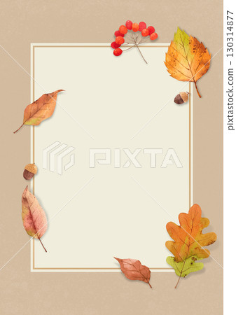 Autumn leaves watercolor background. 130314877