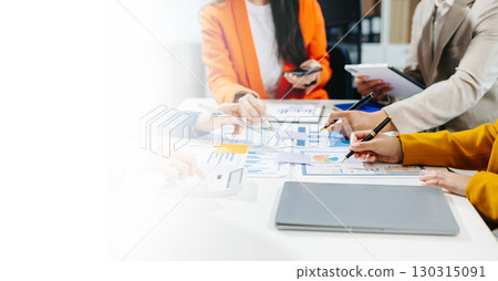 Business team meeting present.professional investor working with  Finance managers task. with laptop smart phone 130315091