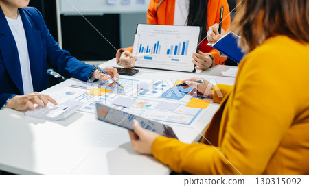 Business team meeting present.professional investor working with  Finance managers task. with laptop smart phone 130315092