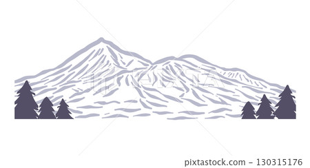 磐梯山，日本名山之一。手繪山景。磐梯山 130315176