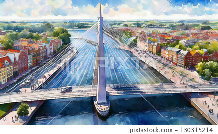 Beautiful European scenery with bridges 130315214