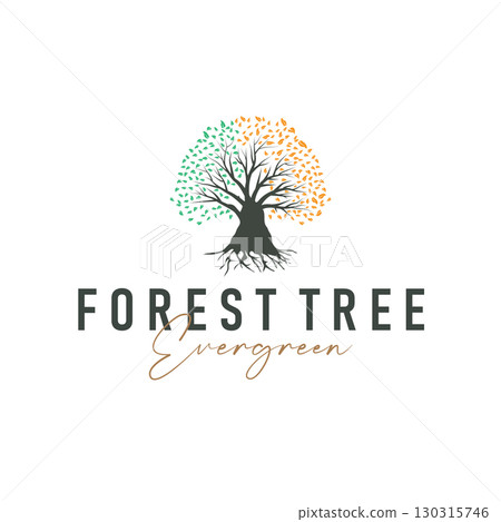 tree silhouette concept children playground logo natural tree concept as a playground and green forest tree nature as a product brand symbol or poster illustration template 130315746