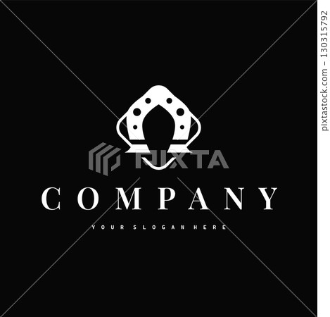 Horseshoe logo with minimalist black silhouette design as a symbol of horse ranch and blacksmith symbol logo template illustration concept for brand or poster Horseshoe logo with minimalist black silhouette design as a symbol of horse ranch and blacksmith symbol logo template illustration concept for brand or poster 130315792