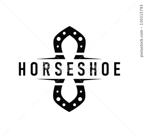 Horseshoe logo with minimalist black silhouette design as a symbol of horse ranch and blacksmith symbol logo template illustration concept for brand or poster Horseshoe logo with minimalist black silhouette design as a symbol of horse ranch and blacksmith symbol logo template illustration concept for brand or poster 130315793