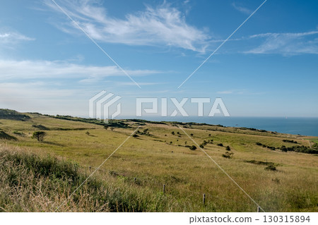ACap Blanc-Nez, Escalles, Pas-de-Calais, Hauts-de-France, France, July 29th, 2025, breathtaking 130315894
