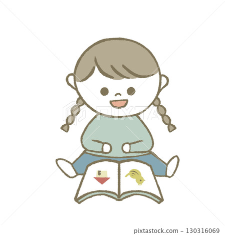 孩子讀一本圖畫書,淺藍色 孩子讀一本圖畫書,淺藍色 130316069