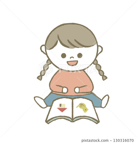 Child reading a picture book Pink 130316070