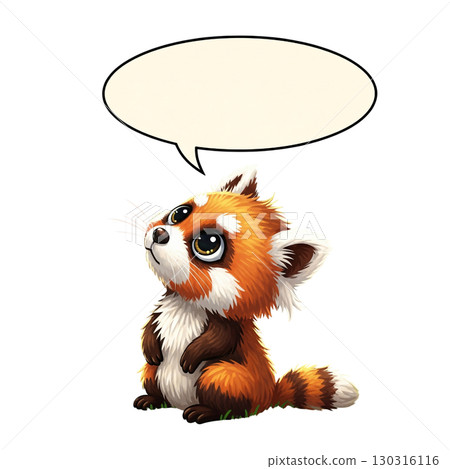 Cute red panda with speech bubble 130316116
