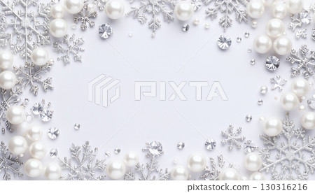 An elegant background of snowflakes and pearls with the sparkle of winter 130316216