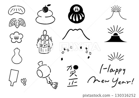 New Year's card / New Year's pop parts_line drawing 130316252