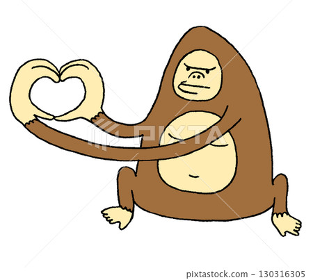 大猩猩用雙手做出一顆心 130316305