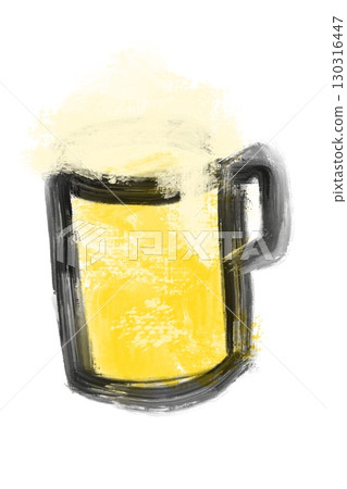Beer, ink painting, watercolor, brush, hand-drawn, hand-drawn style, Japanese style 130316447