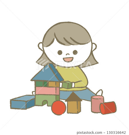 玩積木的孩子,黃色 玩積木的孩子,黃色 130316642