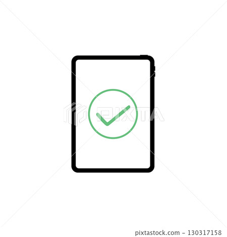 Security authentication illustration with tablet and check mark icon Security authentication illustration with tablet and check mark icon 130317158