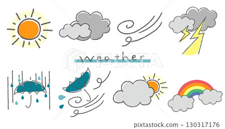 Various hand-drawn weather icons 130317176