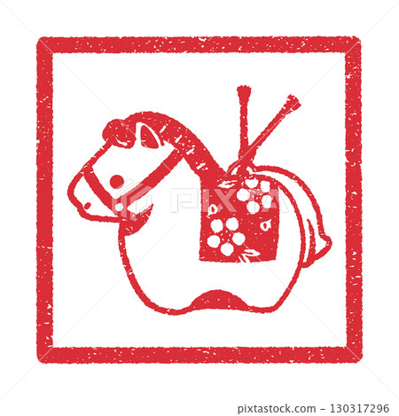 Illustration of a horse figurine (stamp style) 130317296
