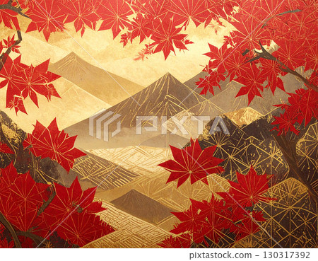 Autumn generation AI watercolor background 130317392