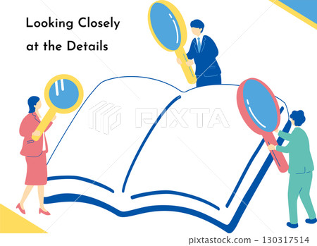 Business person looking through a magnifying glass 130317514