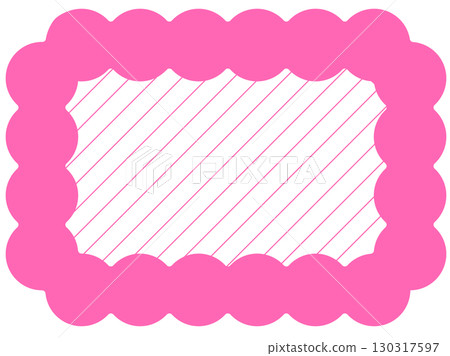 毛茸茸的框架和全身條紋粉紅色圓形框架 | 帶有對角條紋的可愛框架材料 毛茸茸的框架和全身條紋粉紅色圓形框架 | 帶有對角條紋的可愛框架材料 130317597