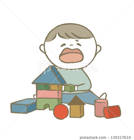 孩子玩玩具，淺藍色 130317610