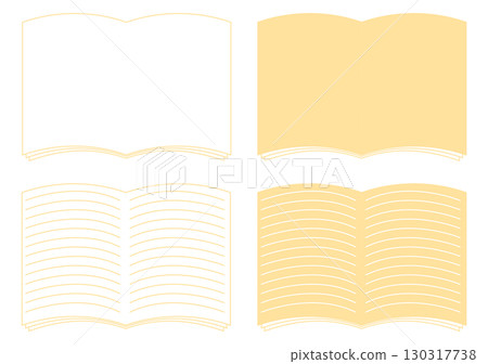 Yellow open book icon set (with and without lines) Yellow open book icon set (with and without lines) 130317738