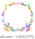 Colorful gradient leaves circular frame border illustration 130317772