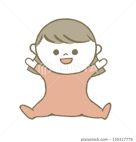 Smiling baby sitting in pink Smiling baby sitting in pink 130317778