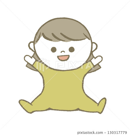 Smiling baby sitting yellow Smiling baby sitting yellow 130317779
