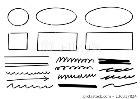 Hand-drawn Lines and Shapes Set — Sketchy Frames, Underlines, Arrows, and Highlighters Hand-drawn Lines and Shapes Set — Sketchy Frames, Underlines, Arrows, and Highlighters 130317824
