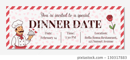 Romantic dinner date gift voucher template valentines day printable coupon 130317883