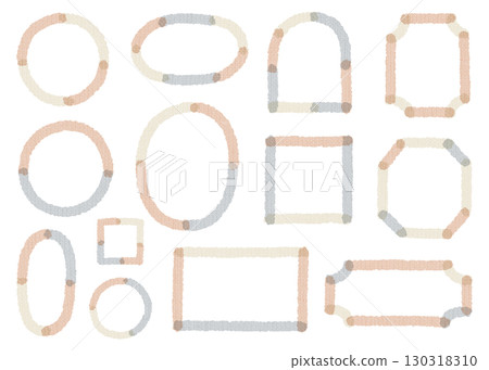 A simple set of hand-drawn frames in pastel colors with a fabric texture 130318310