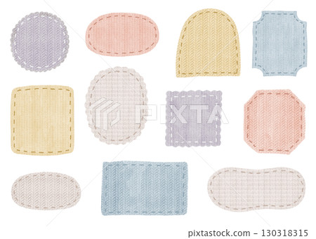 A set of pastel handwritten labels with knit and fabric textures 130318315