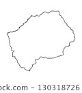 Lesotho map outline, black border, white background, geographic shape 130318726