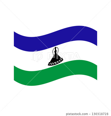 Lesotho national Wavy flag Basotho hat, peace and prosperity color 130318728