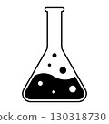 Erlenmeyer flask with bubbles chemistry science lab experiment illustration 130318730