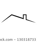 Minimal house roof line icon with chimney architectural design symbol 130318733