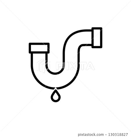 Leaking pipe icon representing plumbing issues and the importance of water conservation and maintenance. Depicts a pipe with water droplets, indicating the need for repair. Vector illustration Leaking pipe icon representing plumbing issues and the importance of water conservation and maintenance. Depicts a pipe with water droplets, indicating the need for repair. Vector illustration 130318827