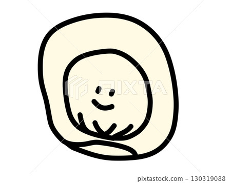 簡單可愛的餃子插畫，帽子形狀，笑臉|可愛的點心插畫素材 130319088