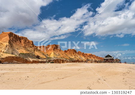 Famous barracas, bars and restaurants at Canoa Quebrada Beach, Brazil 130319247