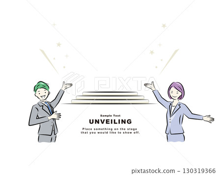 Ta-da! Business people unveiling (announcing, revealing, introducing) something | Business scene Ta-da! Business people unveiling (announcing, revealing, introducing) something | Business scene 130319366