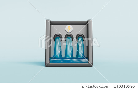 Hydroelectric Power Dam Plant Icon. 3D Rendering. Hydroelectric Power Dam Plant Icon. 3D Rendering. 130319580