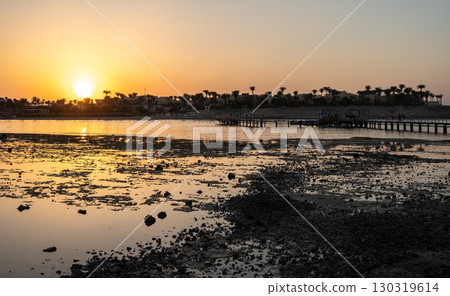 Sunset View Over Marsa Alam Lagoon and Pier Sunset View Over Marsa Alam Lagoon and Pier 130319614