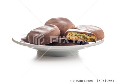 Dubai style chocolate cookies isolated on white background. 130319663
