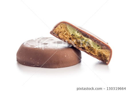 Dubai style chocolate cookies isolated on white background. 130319664