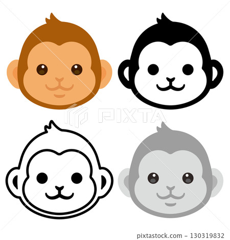 Monkey face icon set 130319832