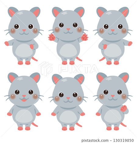 Pointing mouse character illustration set 130319850