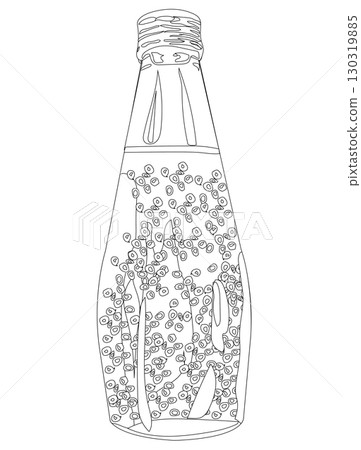Bottle with drink in doodle style. Vector illustration. 130319885