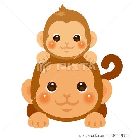 父母和孩子猴子麵朝下躺著的插圖 父母和孩子猴子麵朝下躺著的插圖 130319904