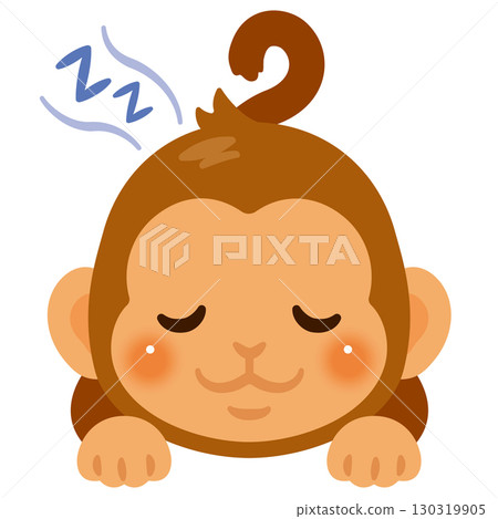猴子趴著睡覺的插圖 130319905