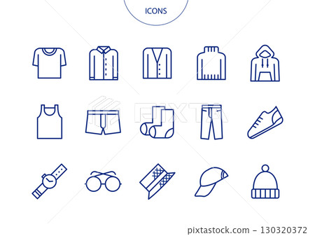 男士時尚圖示象形文字向量插圖集 130320372